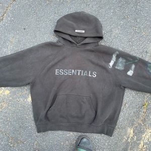 ESSENTIALS Black Pullover Logo Hoodie S20
